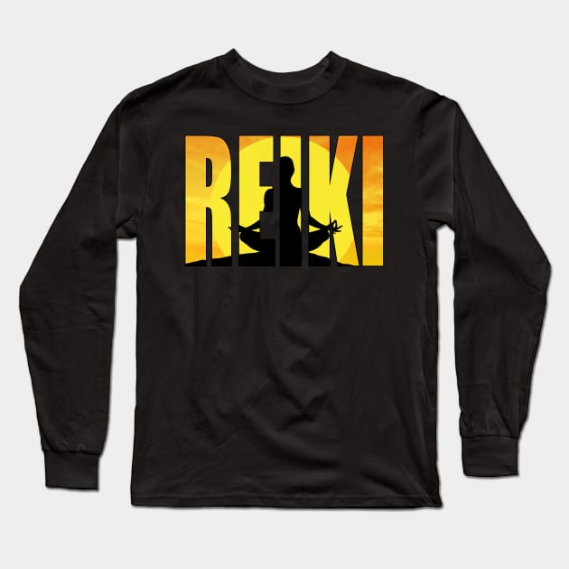 Reiki Energy Healing Text Long Sleeve T-Shirt by Carrie T Designs